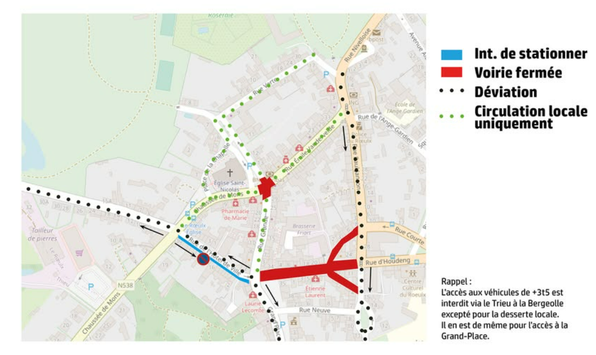 Le Roeulx : fermeture du carrefour formé par la rue Grande et Emile Vandervelde